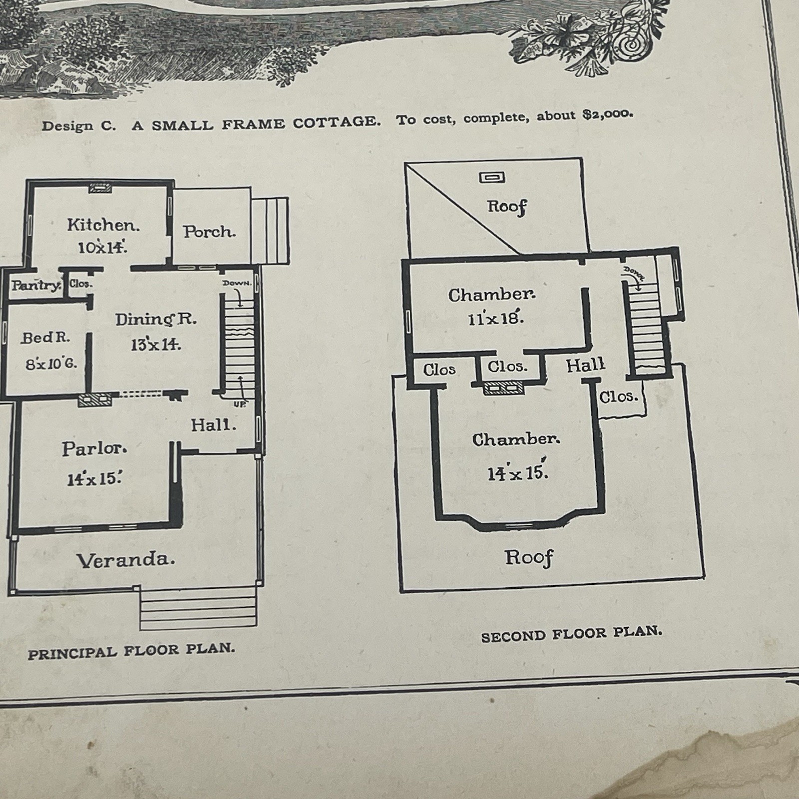 Small Frame Cottage House Plan 1900 Antique Floor Plans Architectural Designs