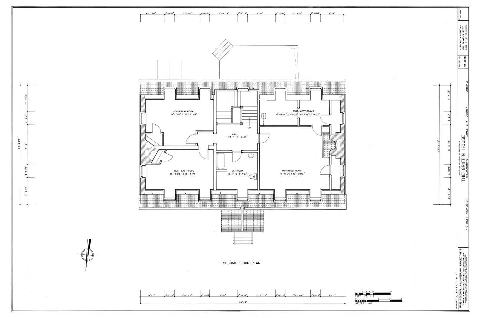 Traditional Brick Colonial Williamsburg Home, Architectural Plans, PRINTED plans