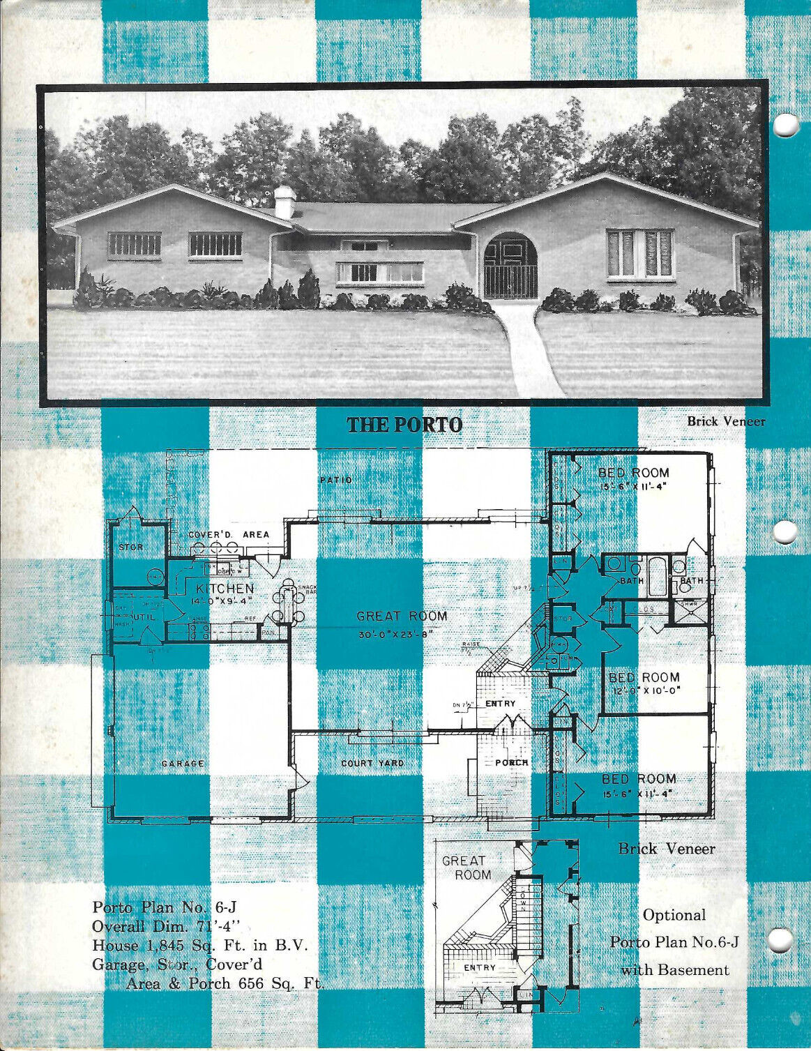 VTG 1970s ’16 HOMES FOR FAMILY LIVING-GREAT ROOM’ CATALOG OF HOUSE PLANS/LAYOUTS