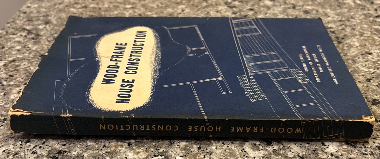 Vintage USDA Wood-Frame House Construction Handbook No. 73 Blueprint Cover 1955