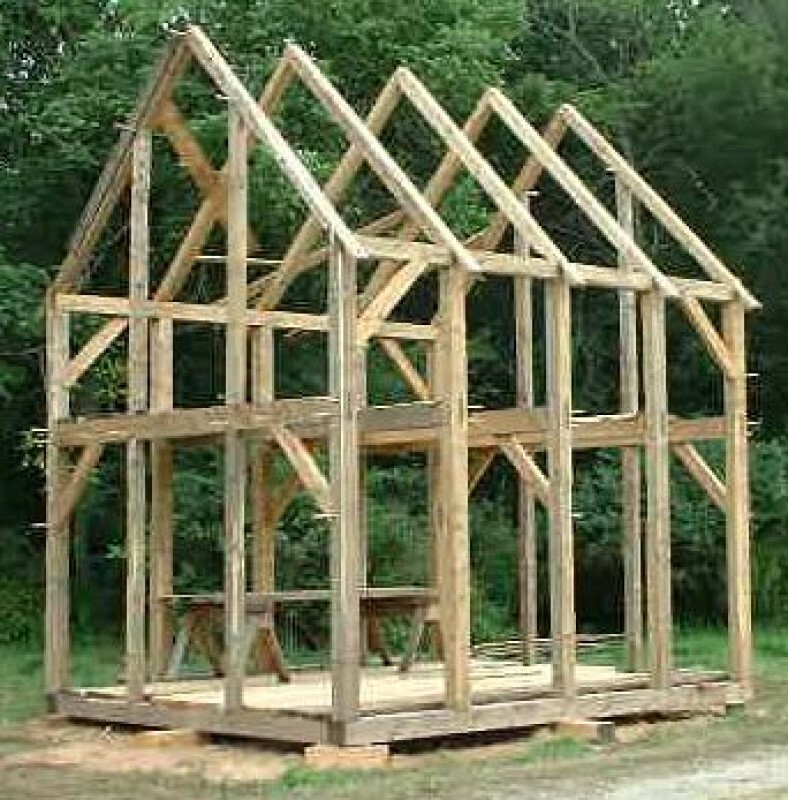 Timber Frame Shed/Barn Plans size 14′ x 16′, printed plans on 8 1/2×11 new