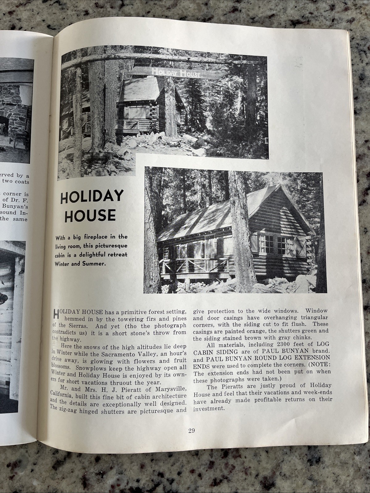 Vintage 1937 Paul Bunyan Log Cabin Plan Guide Cinder Cone Dance Hall Standish CA