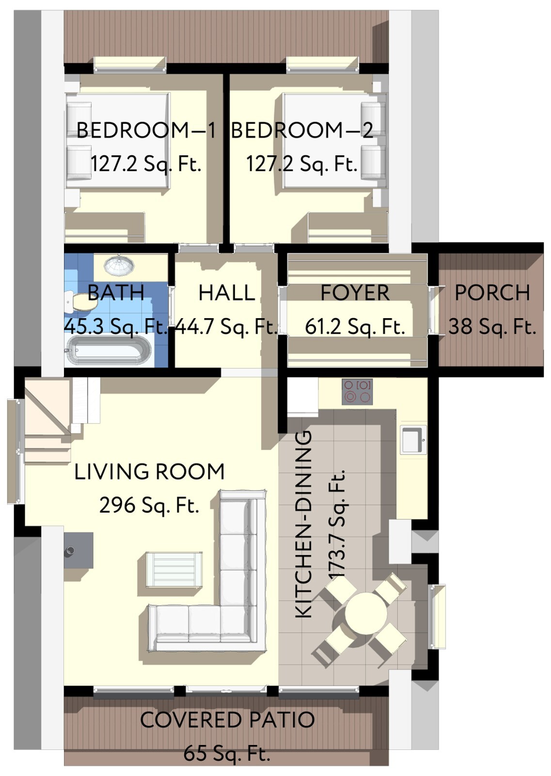 45’x32’ 3-Beds, 2-Baths Modern A-Frame Architectural House Plans PDF Download.