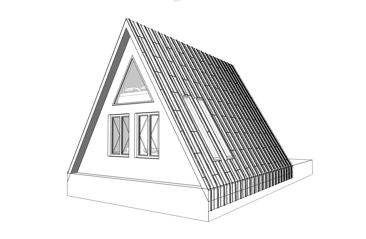 20’x42 1 Bed, 1 Bath Modern A-Frame Cabin Architectural Build Plans PDF.