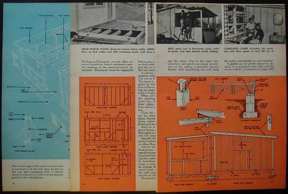 14’x20′ CABIN VACATION HOME 1959 How-To build PLANS Low Cost
