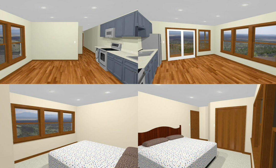36×42 Apartment with 1-Car 1-RV Garage — PDF Floor Plan — 853 sqft — Model 1A