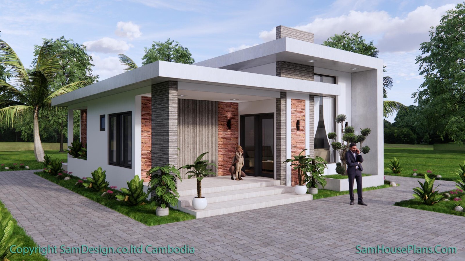26×36 Feet House Plans 8×11 Meter 2 Beds 2 Baths Terrace Roof PDF (A4 Hard Copy)