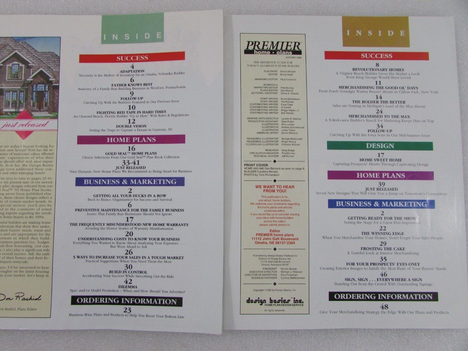 4 Premier Home Plans Catalog: Reference Guide for Today’s Home Builder ’91 ’92