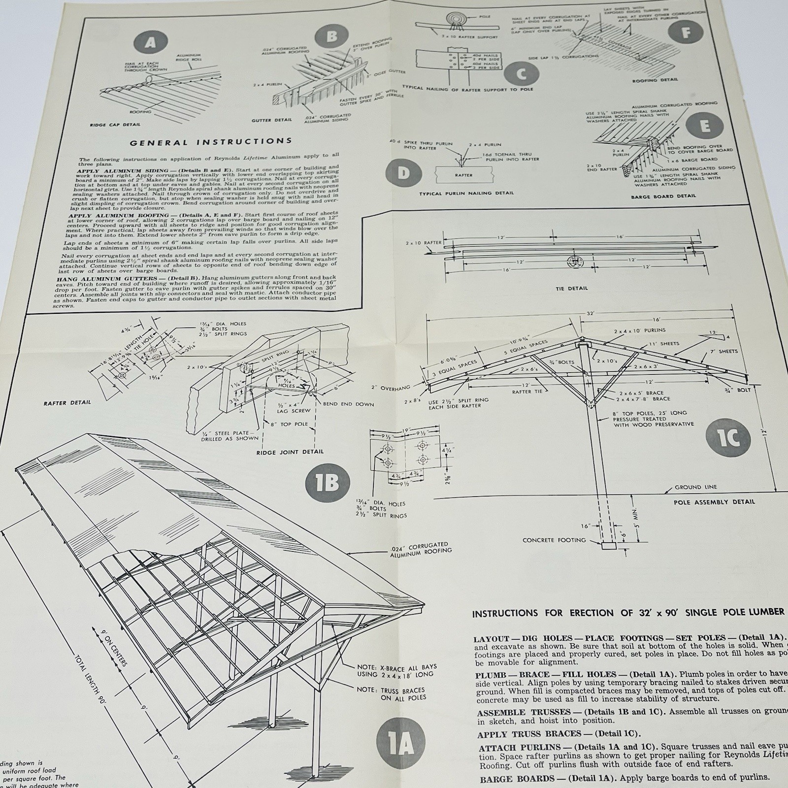 1954 Reynolds Aluminum How To Build Pole Lumber Sheds Plan Blueprint Farm