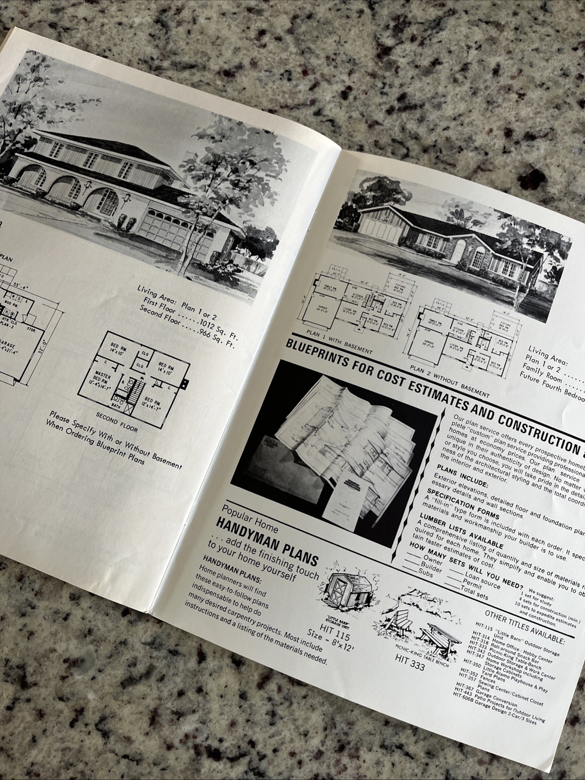 Vintage 1972 MCM Spanish Tudor Home Plans Design Catalog Blueprints Ranch Split