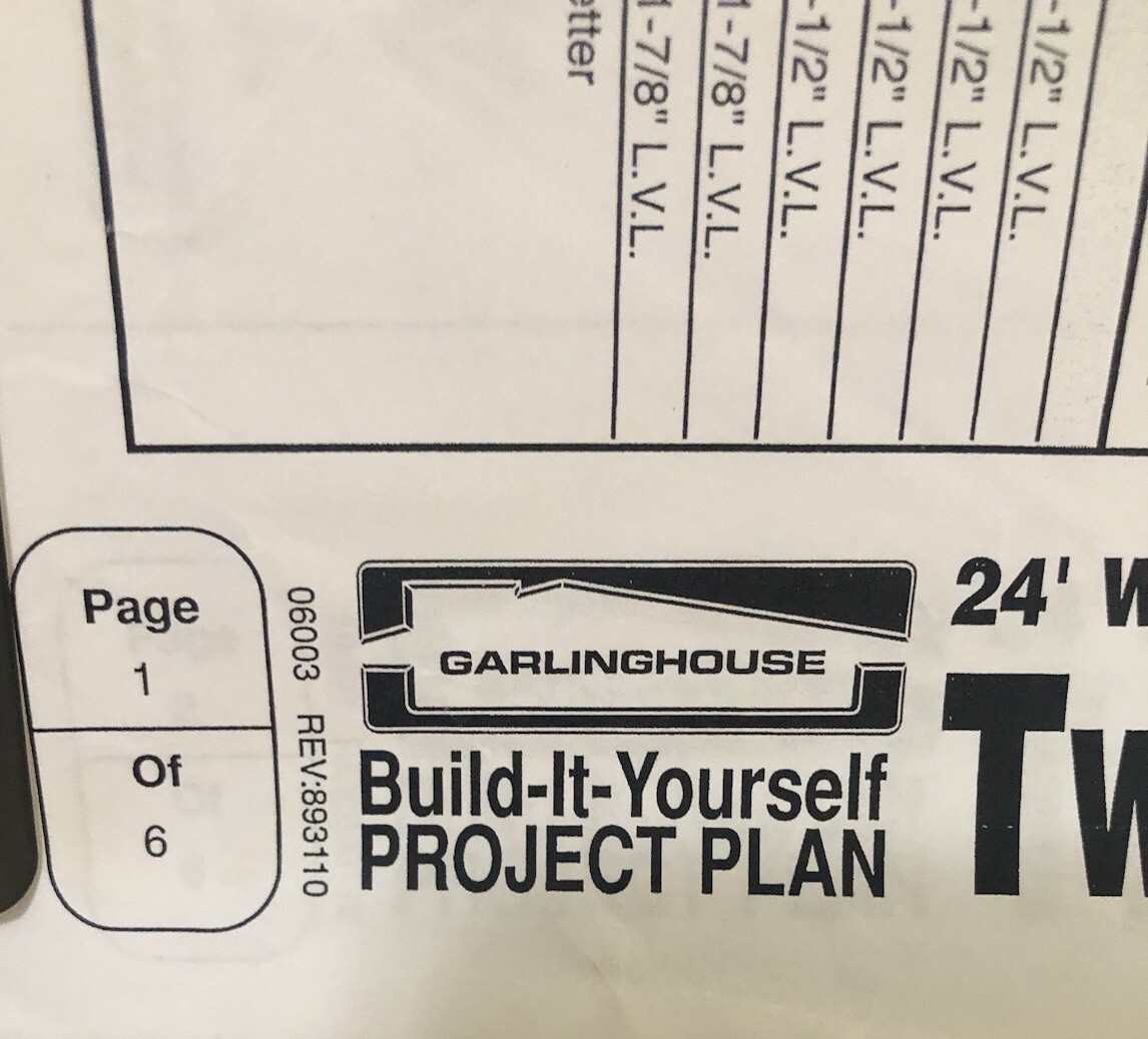 Build It Yourself 2 Car Garages 24’ Gable Entry Garlinghouse Plans 6 pages