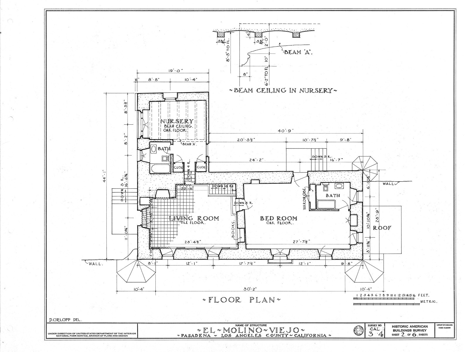 Southwest style architectural house plans, adobe home, tile roof, PRINTED PLANS