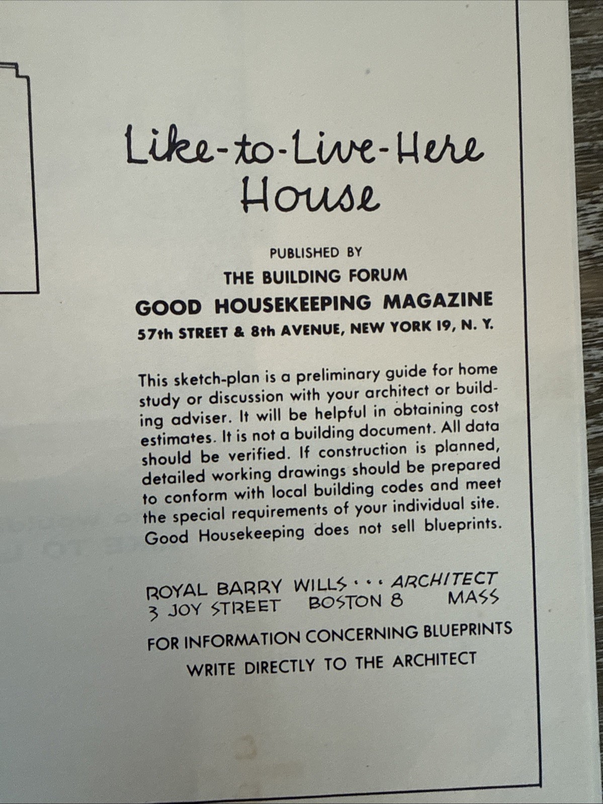 Royal Barry Wills Like-To Live here 1953 Good Housekeeping Floor Plan