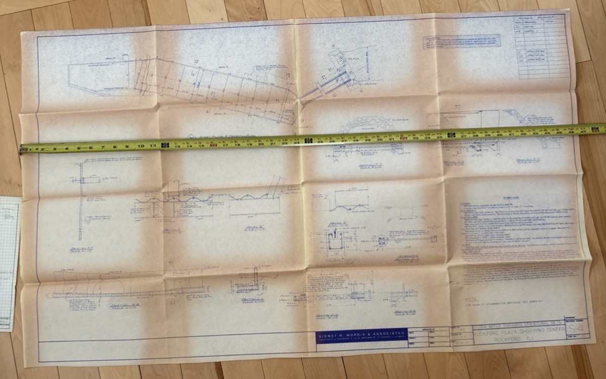 Vintage 1967 Blueprint Civil Engineering Plans Goldblatts Rockford IL