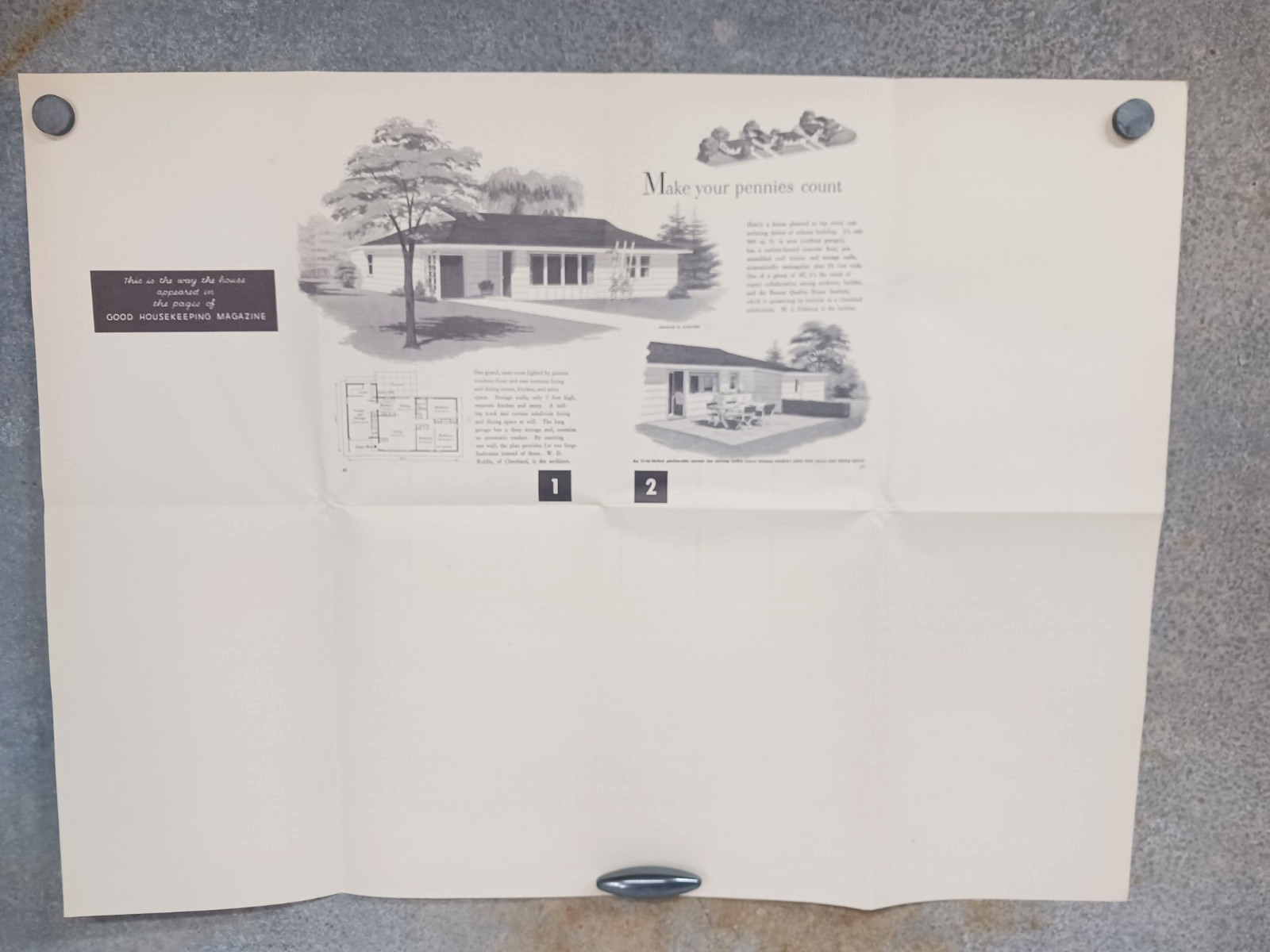 VTG Make Your Pennies Count House Good Housekeeping Floor Plan 1950s MCM Cottage