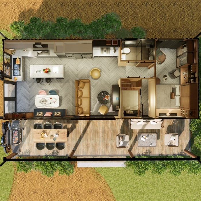 Container house plans – 2 bedrooms – 1 bathroom – Digital PDF File