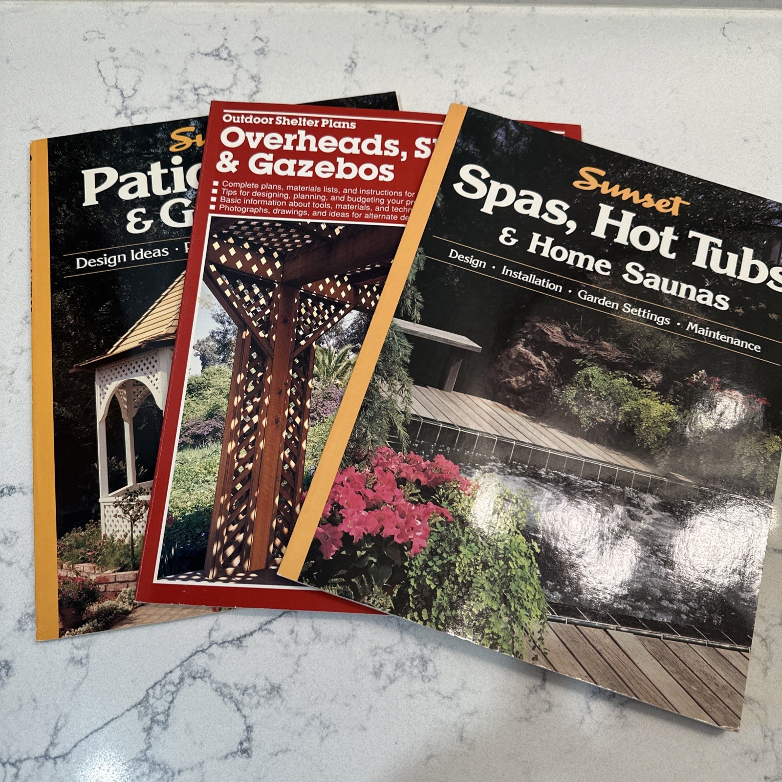 Lot of 3 Vintage DIY Gazebo Patio Hot Tub Plan Design Build Books 1990s Sunset