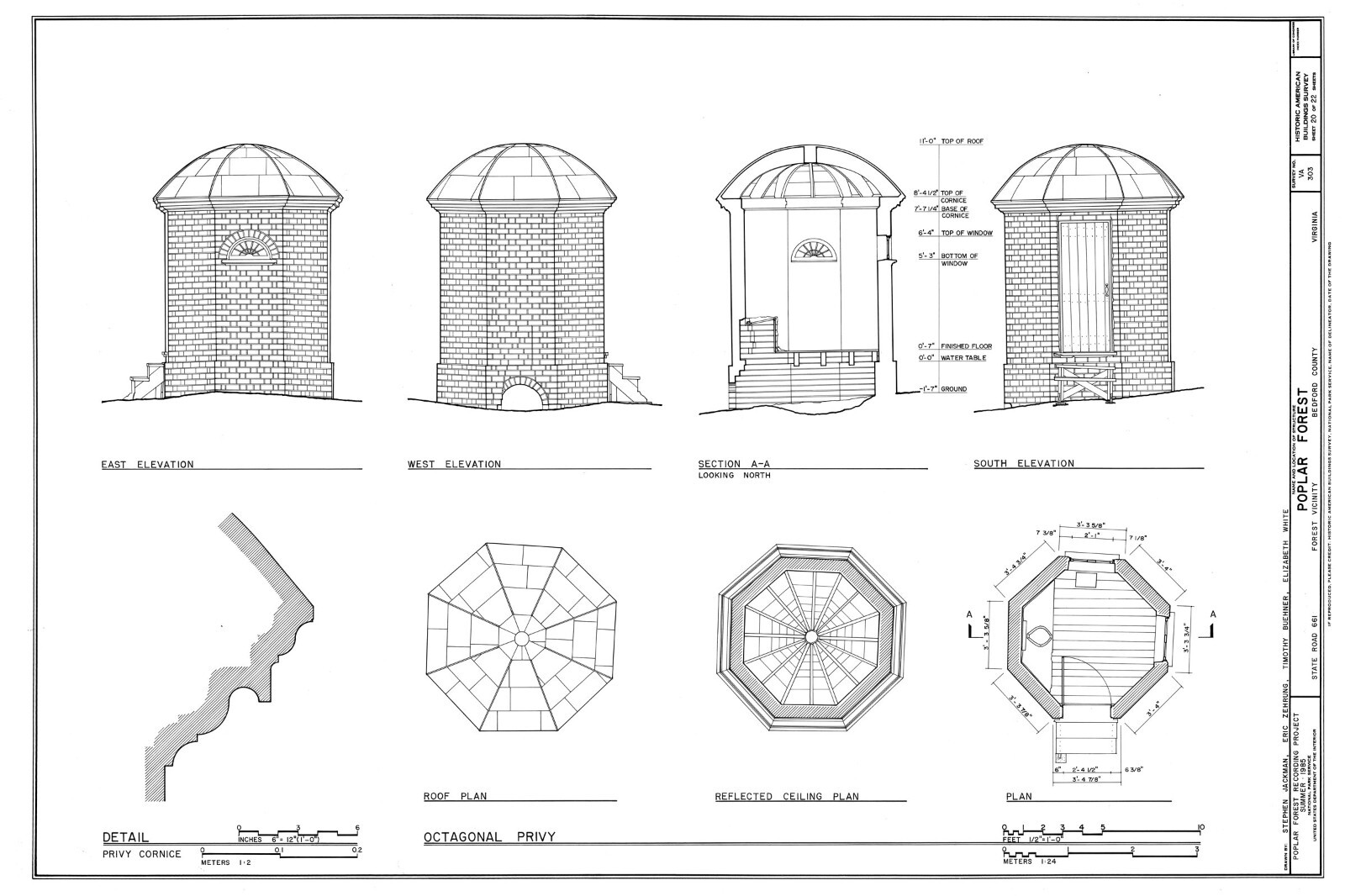 Poplar Forest by Thomas Jefferson, octagon Colonial country house detailed plans
