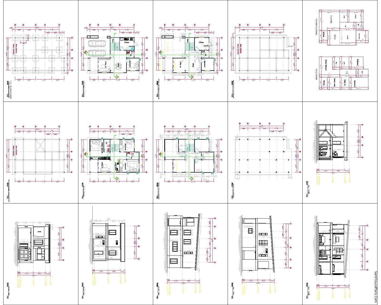 27×40 Feet Small House Design 8×10 Meter 4 Beds 3 Baths Hip Roof (A4 Hard Copy)