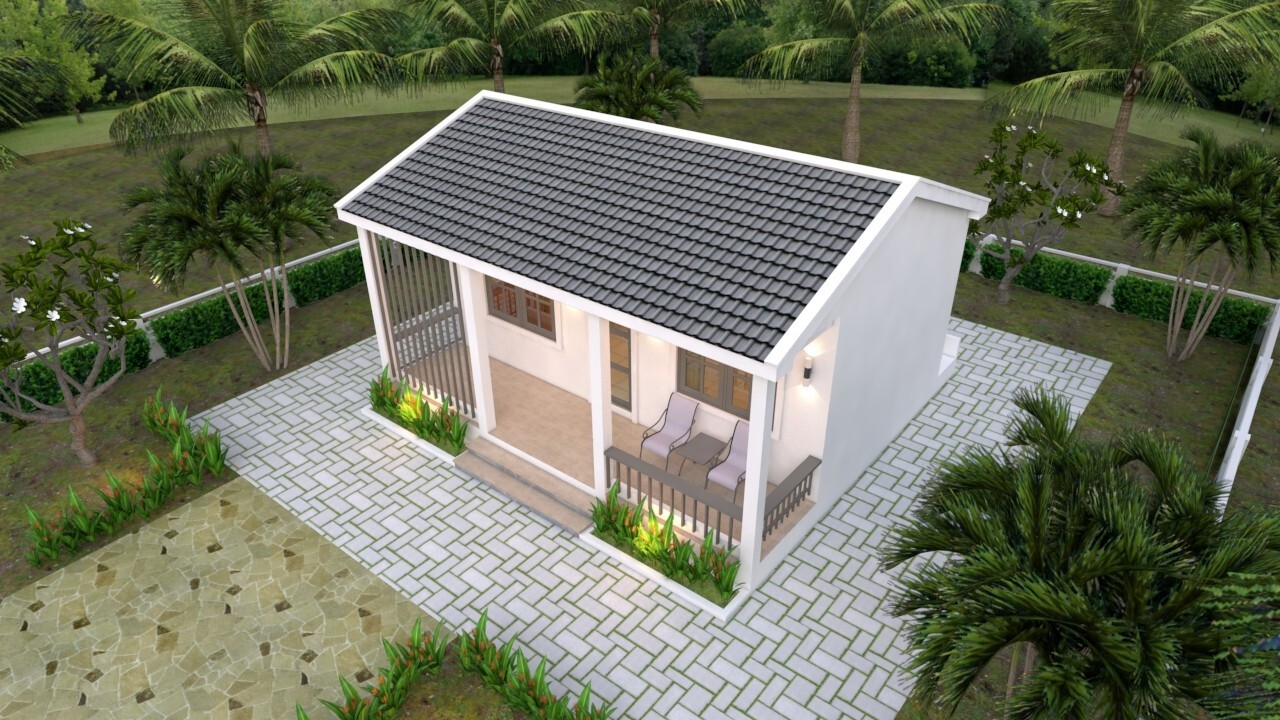23×21 Feet Tiny House Plans 8×6.5 Meter 1 Bed 1 Bath Gable PDF (A4 Hard Copy)
