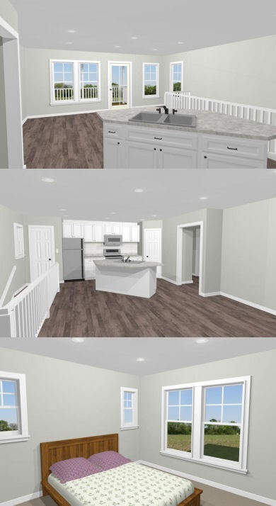 30×24 House — 1 Bedroom 1.5 Bath — 1,029 sq ft — PDF Floor Plan — Model 7C
