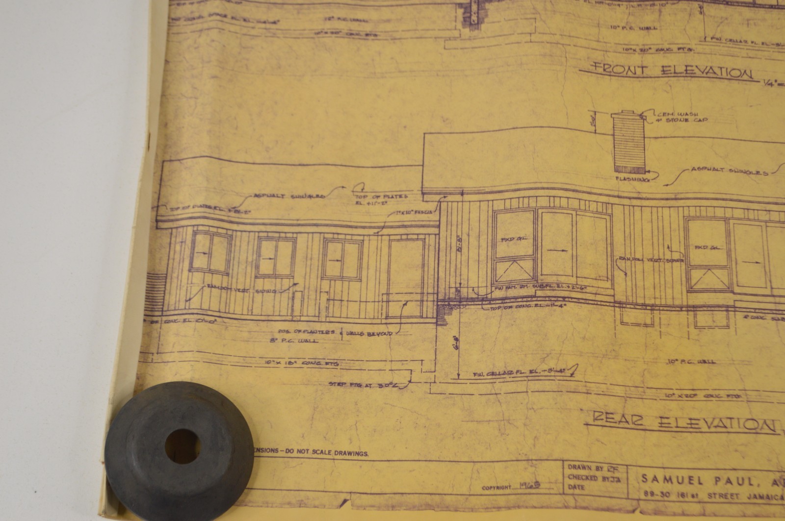 Original 1965 Home House Plans Samuel Paul Architect The Susan Lee 18×24″ Vellum