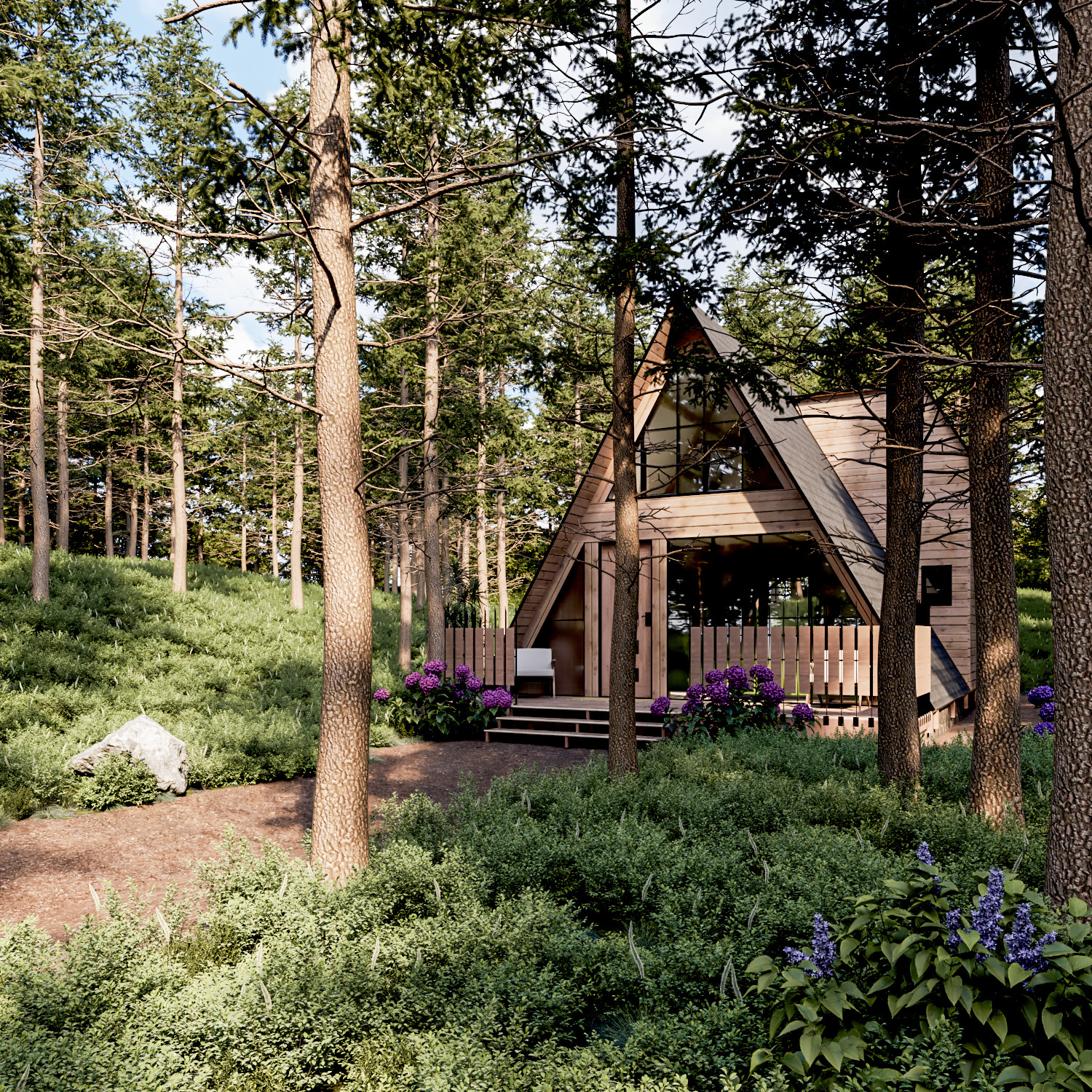 A-Framed Cabin House Plan DWG CAD File And PDF For Blueprint Plans – 1417sqft