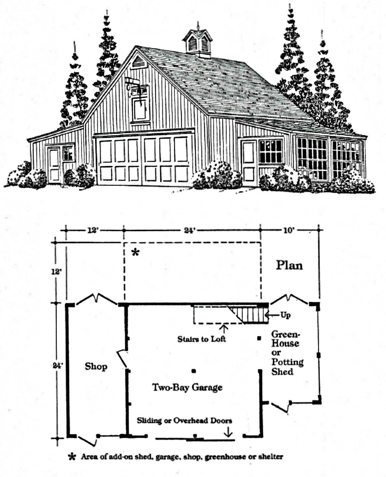6 Gardeners’ Barn and Garage Designs – Complete Pole-Barn Building Plans (B10)