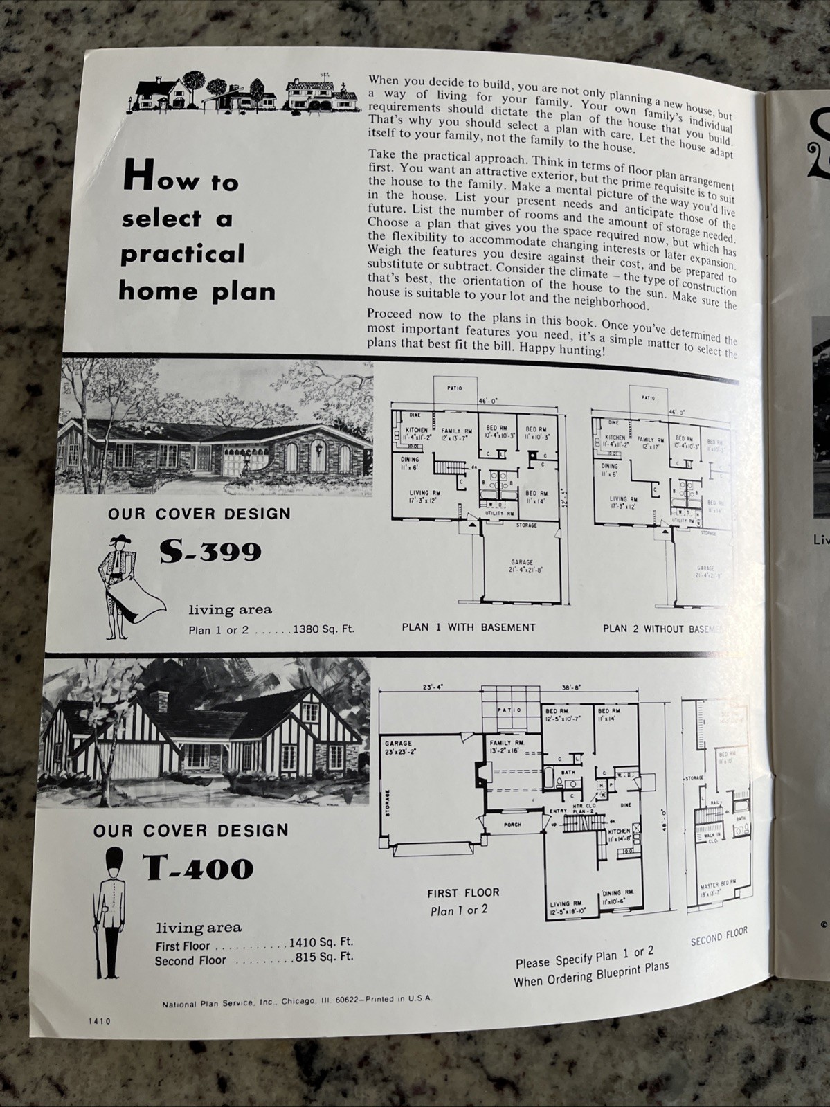 Vintage 1972 MCM Spanish Tudor Home Plans Design Catalog Blueprints Ranch Split