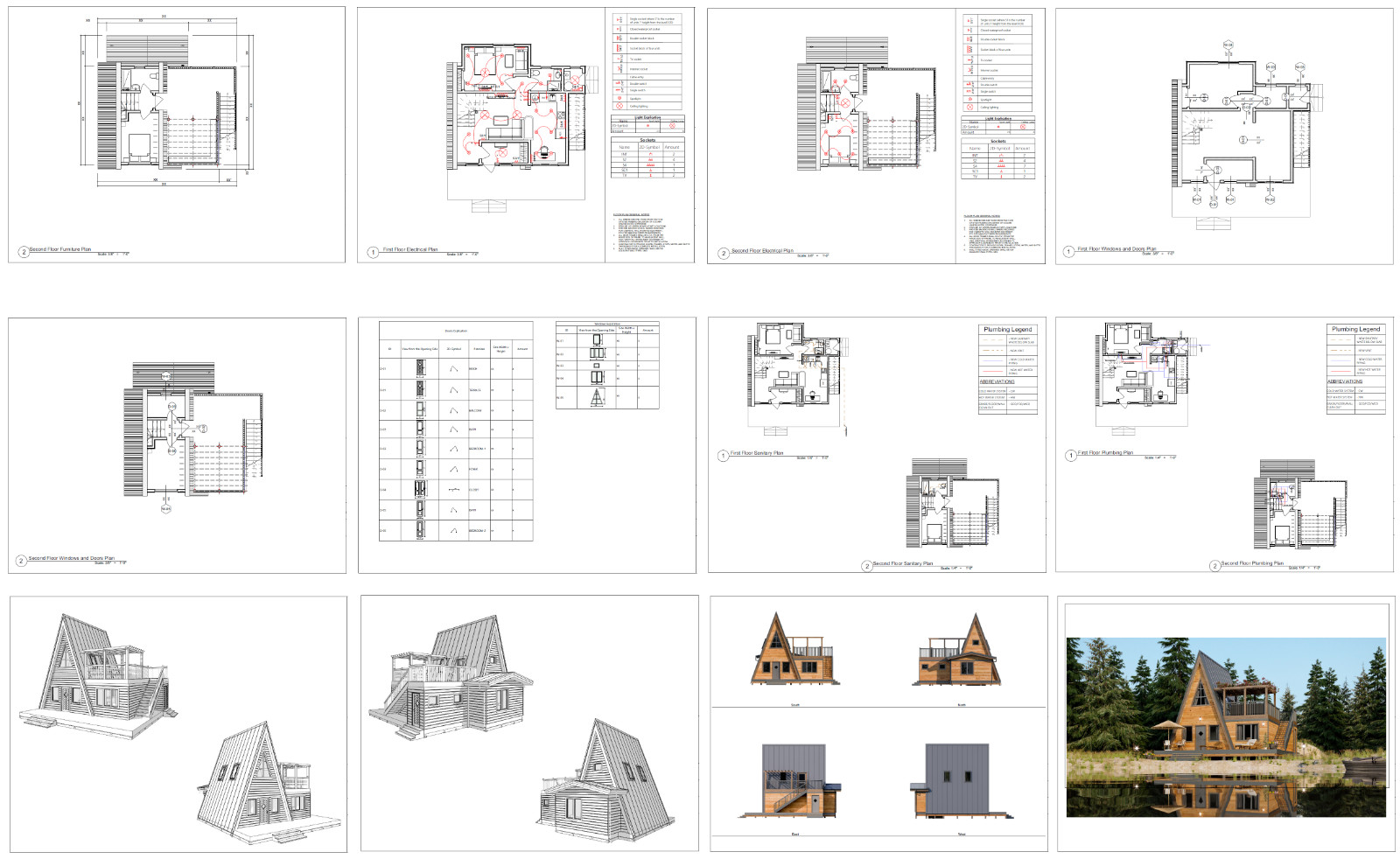 Modern A-Frame 2 Bedrooms, 2 Bathrooms Guest House Plans Architecture Plans 760S
