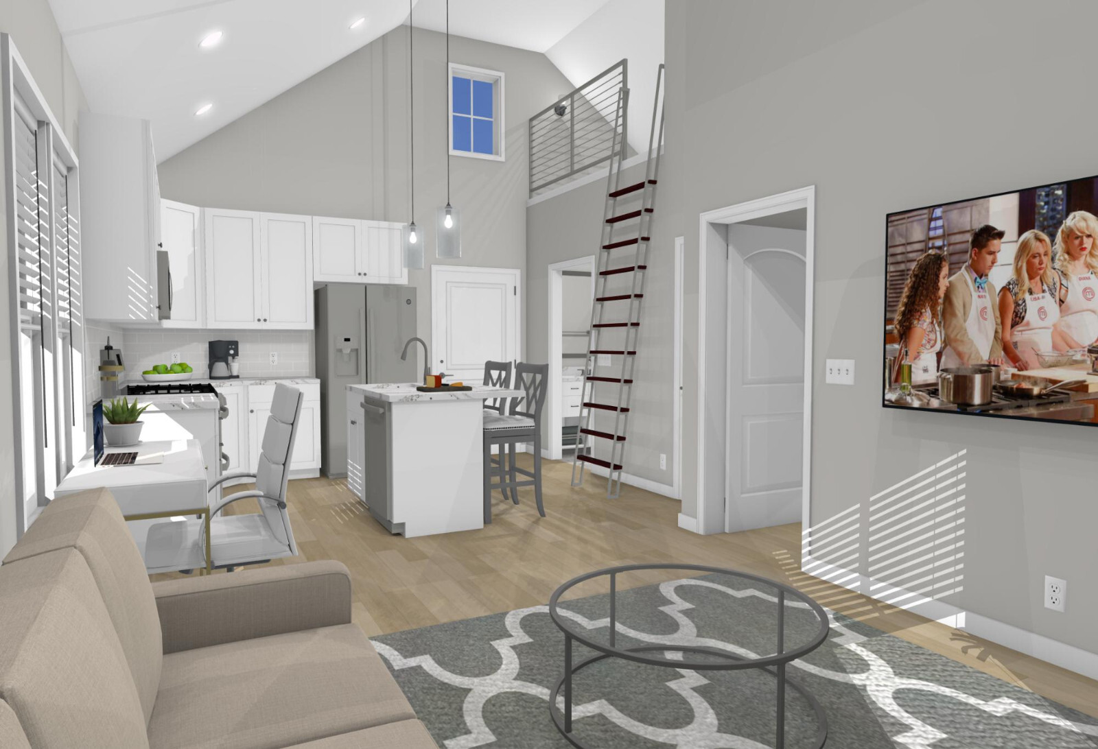Garage Apartment (ADU) – 1 BR/1BA w/ Loft – Full House Plans, Blueprints #30011A