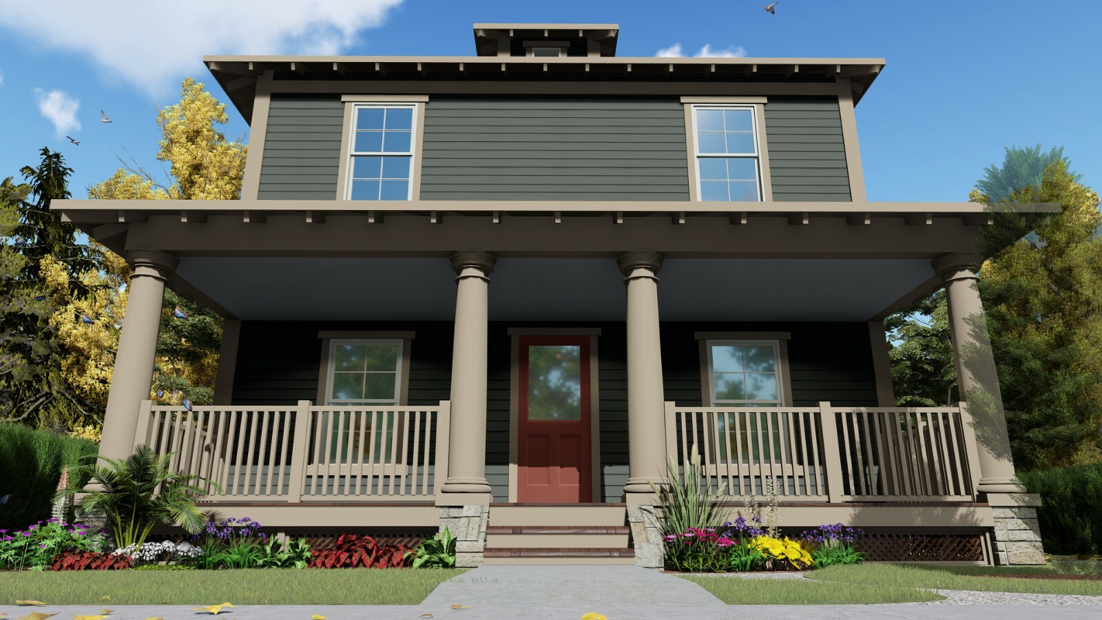 BLUEPRINTS AMERICAN FOURSQUARE TWO STORY HOUSE PLAN ARCHUP #112A4S