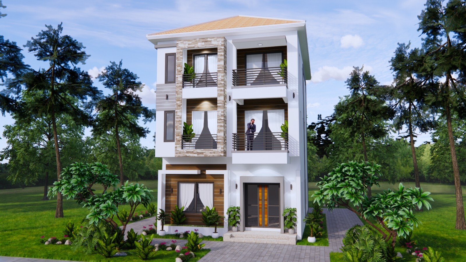 23×30 Feet House Design Plans 7×9 Meter 5 Beds 6 Baths Modern Hip (A4 Hard Copy)