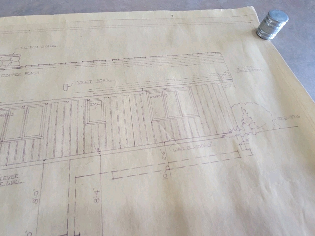 Vintage 1973 Architectural Private Residence Blueprints Bound Set 5 Sheets
