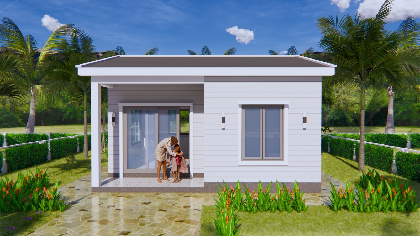 21×21 Feet Tiny House Plans 6.5×6.5 Meter 1 Bed 1 Bath Gable Roof (A4 Hard Copy)