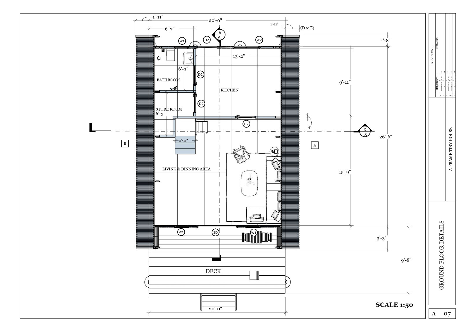 36’x20′ A-frame Cabin Plan -3D images Modern Auto CAD File & PDF Blueprint