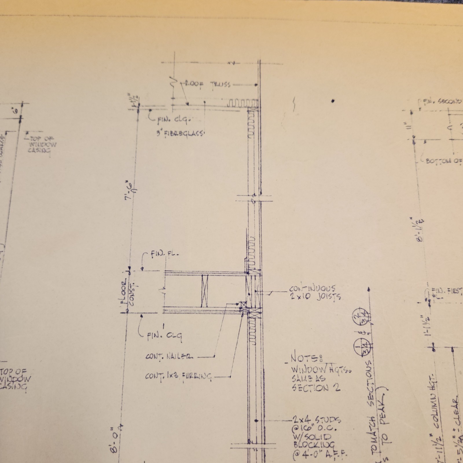 Vintage House Blueprint 33×17 1964 Mid Century Modern Drawing Art Glen Ellyn IL
