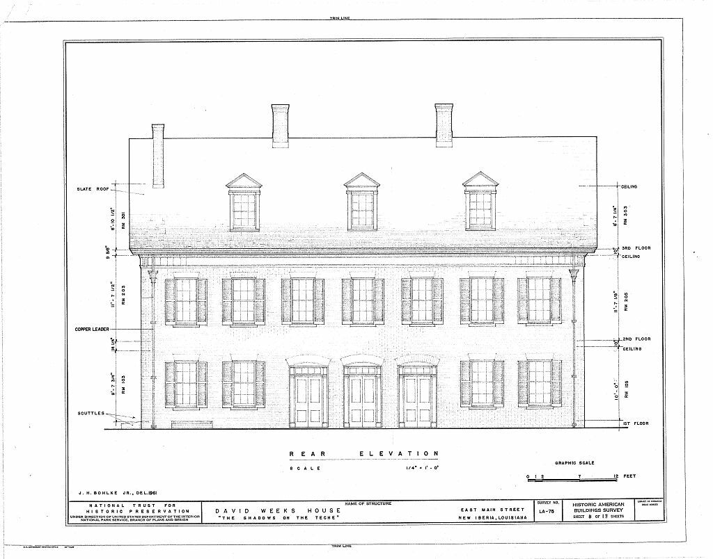 Shadows on the Teche – Antebellum Mansion southern style – printed drawings