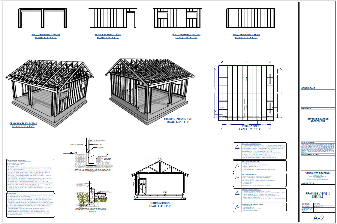 Double Car / 2 Car Garage Plan / Architectural Blueprints – 20 x 20