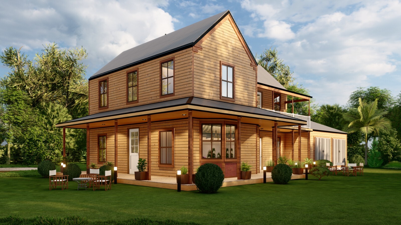 Construction Documents for 3-Bedroom 2-Story American Farmhouse – 1945 sqft