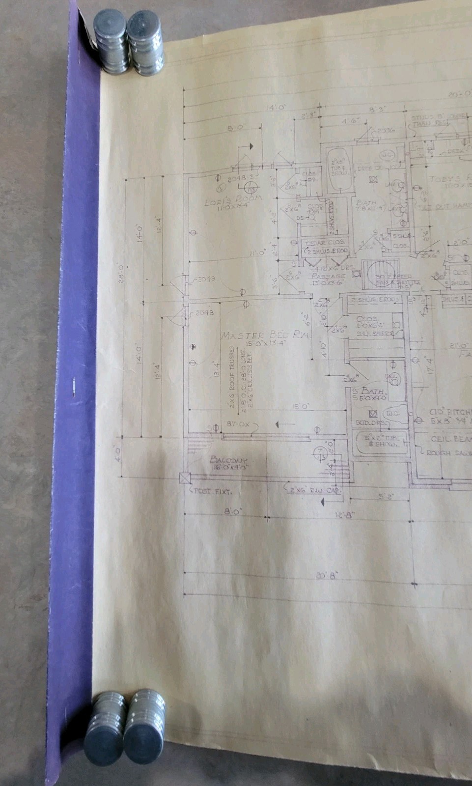 Vintage 1973 Architectural Private Residence Blueprints Bound Set 5 Sheets