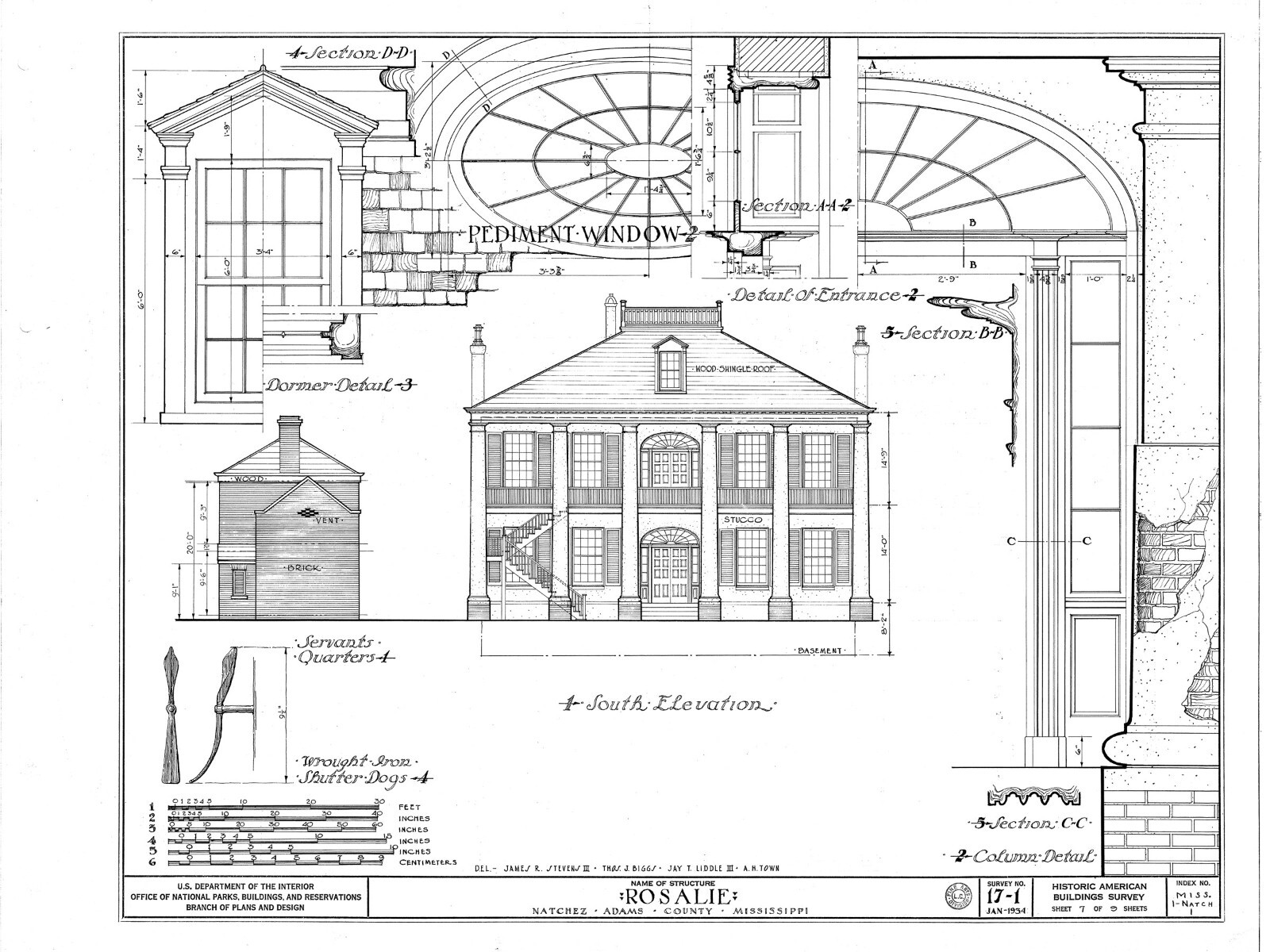 Rosalie, Natchez Southern Style Antebellum Mansion, architectural house plans