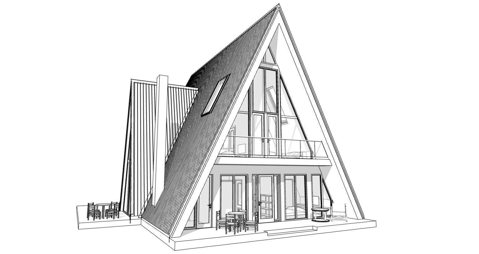 45’x57’ 4 Beds, 2 Baths A-Frame Cabin Architectural Build Plans PDF.