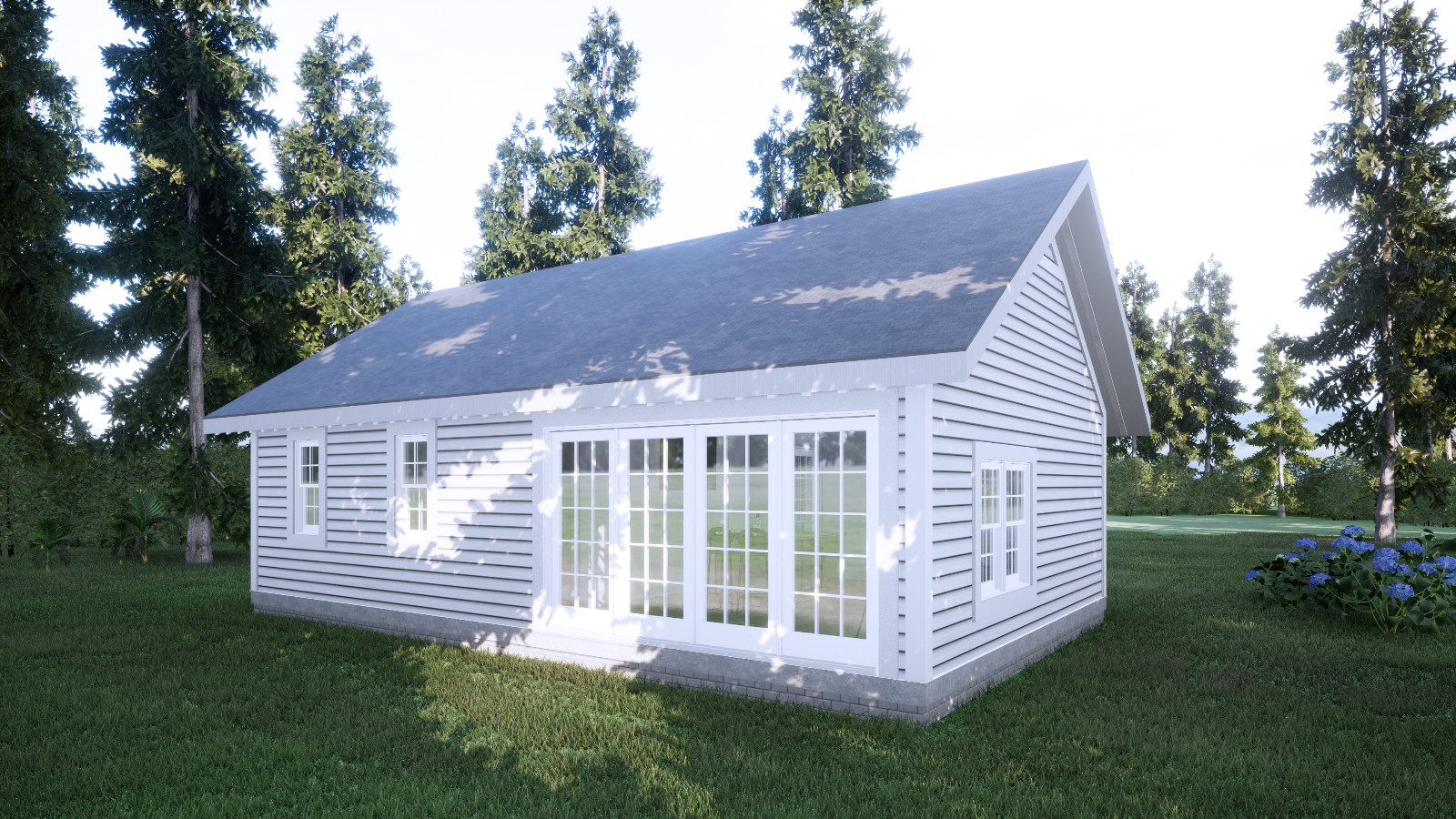 American Style Vacation Cabin House Plan with CAD file, 3D images,PDF Blueprints