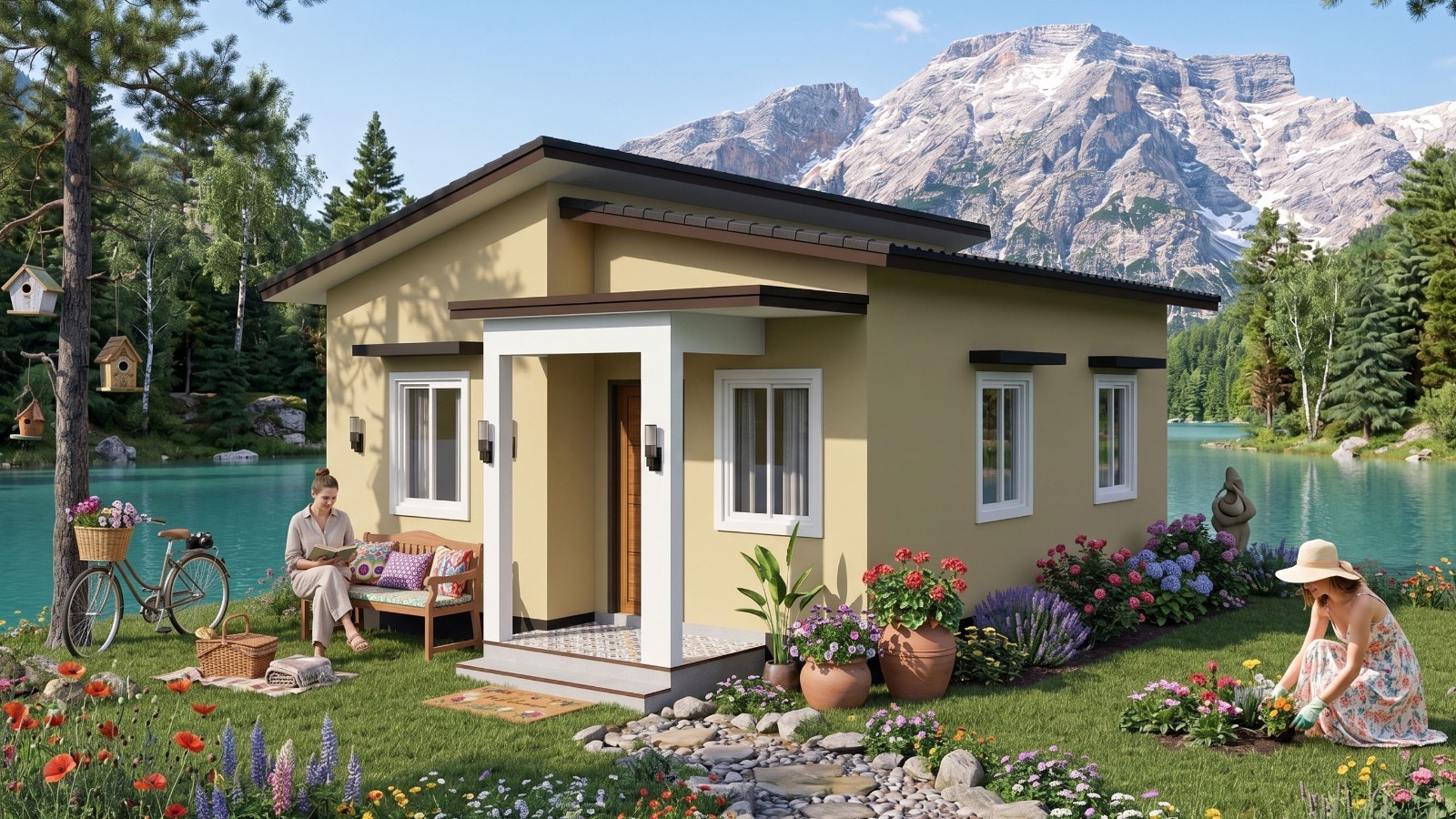 20×26 Ft Tiny House Design (6x7m) 2 Bed 1 Bath | 8.5×11 Printed & Shipped Plan
