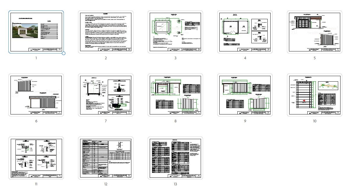 10’x20′ Modern Garden Shed Plans with Porch, Backyard Studio House blueprints
