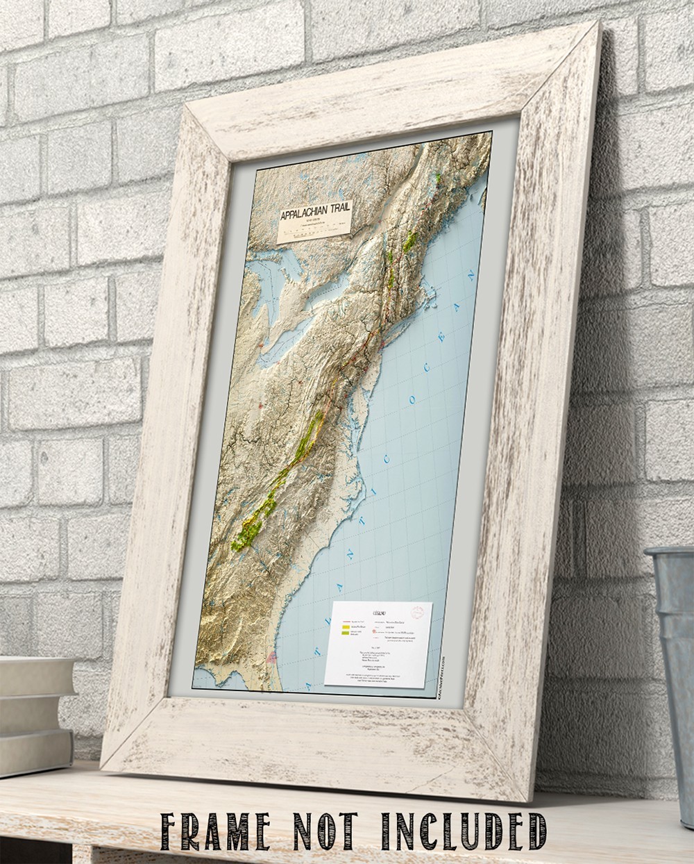 Appalachian Trail Shaded Relief Map Eastern US Hiking Topographic Wall Art