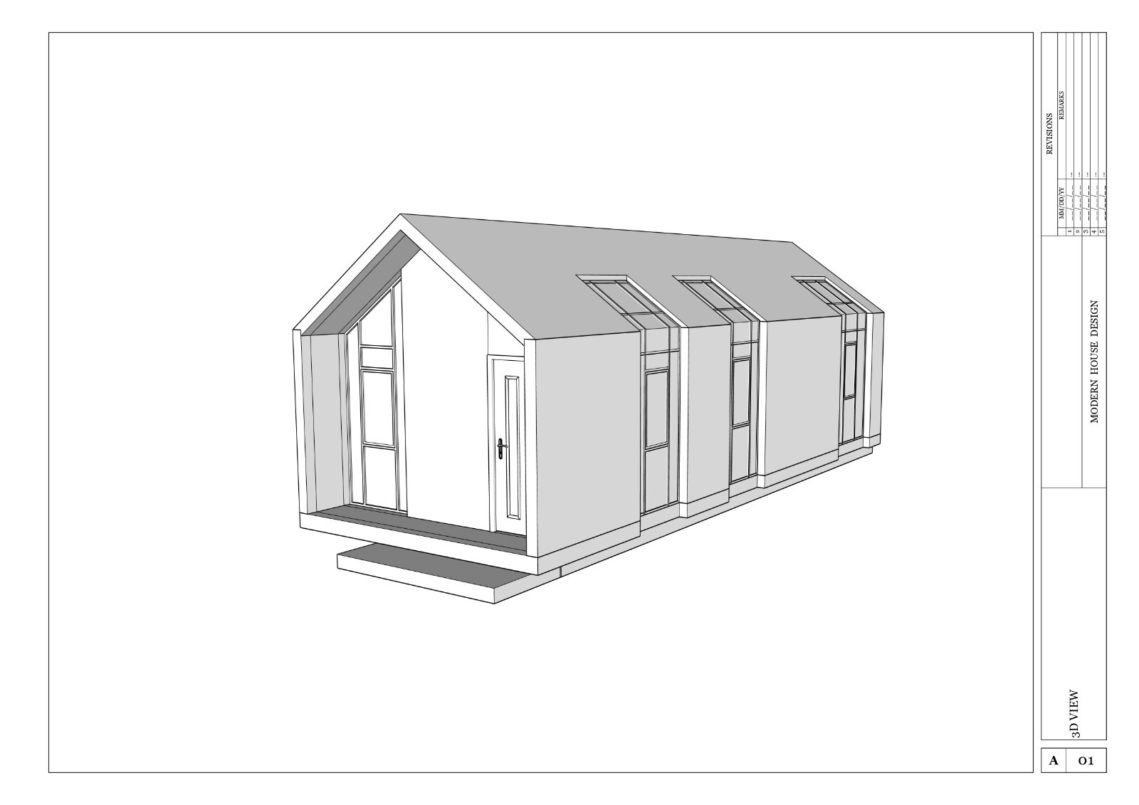 Modern Cabin House Plans 35’x12’ with CAD File & Blueprint PDF with 3D Images