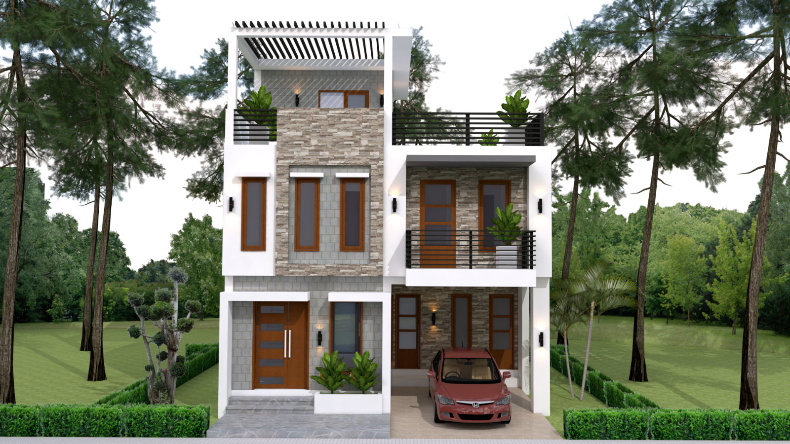 26×36 Feet Small House Plan 8×11 Meter 3 Beds 3 Baths Terrace Roof A4 Hard Copy