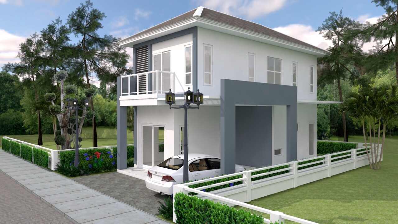 Custom Small House 6.7×10 Meter 22×33 Feet 2 Beds 3 Baths Hip Roof (A4 Hard Copy